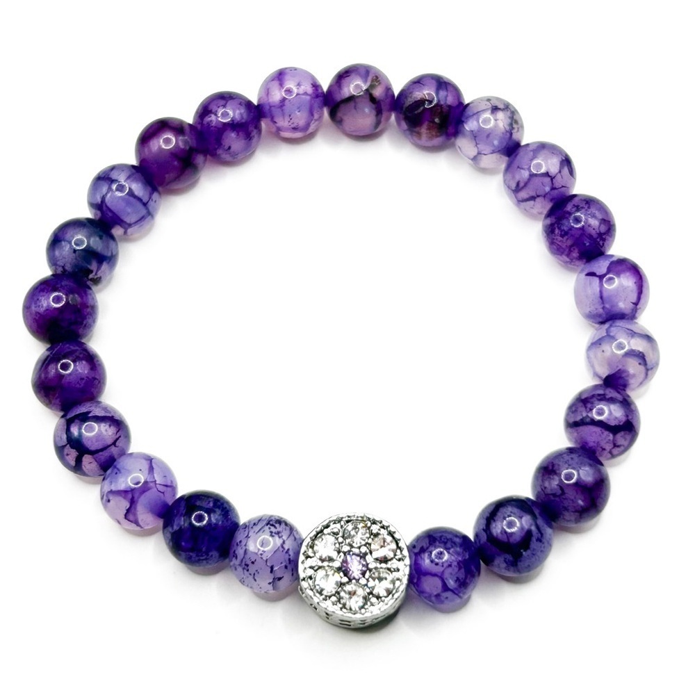 NWOT Purple dragon vein with silver accents, stretch bracelet